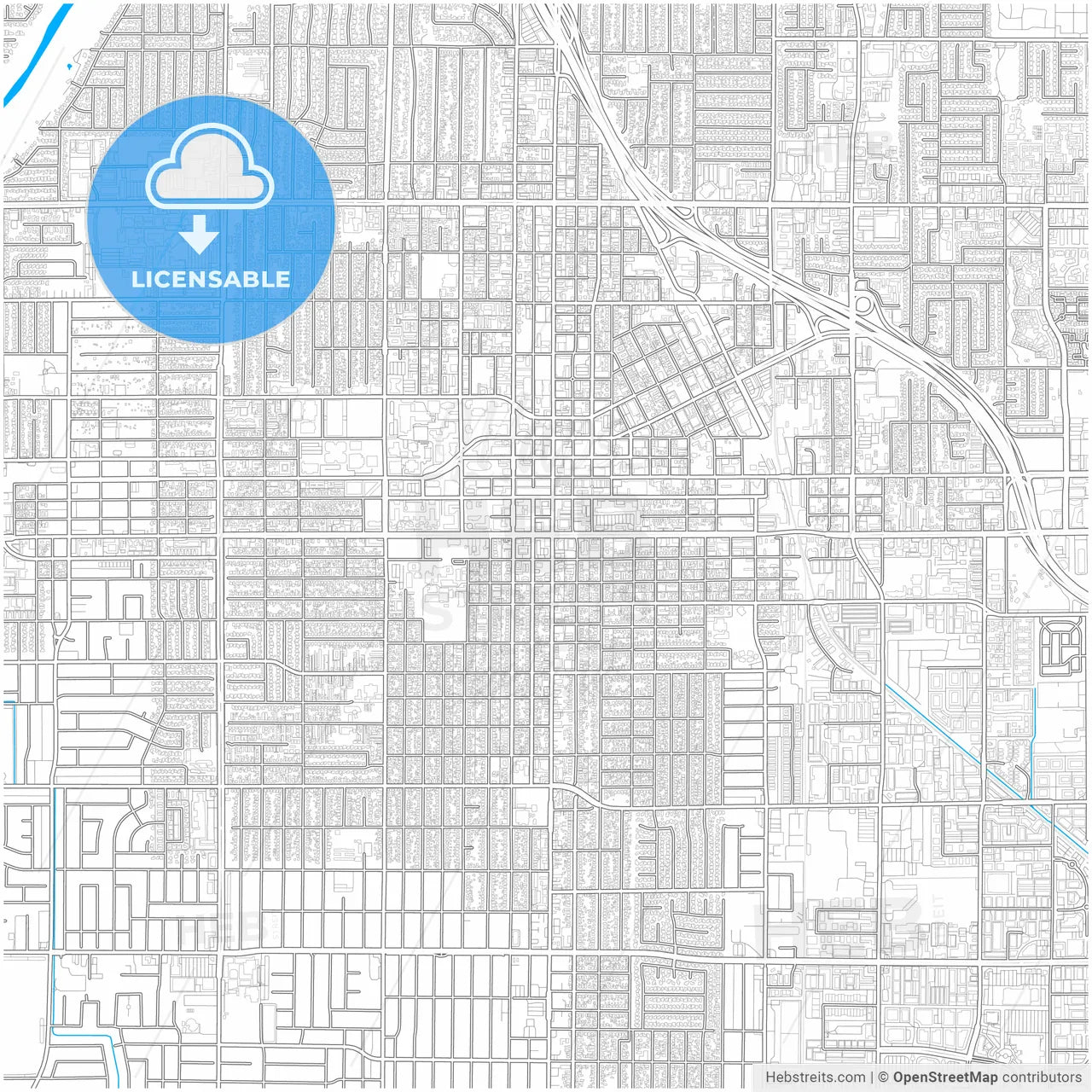 Santa Ana, California, United States, city map with high resolution roads.