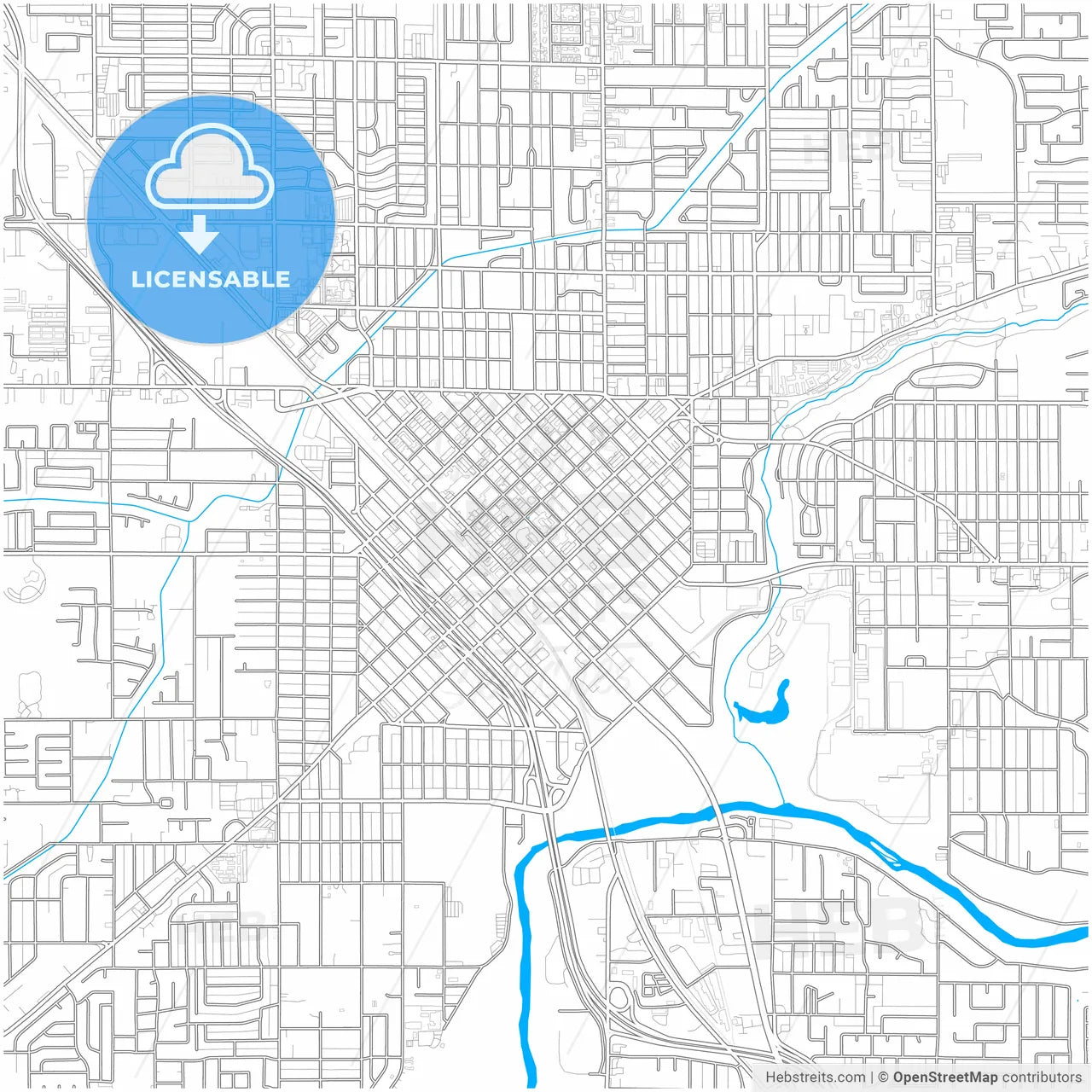 Modesto, California, United States, city map with high resolution roads.