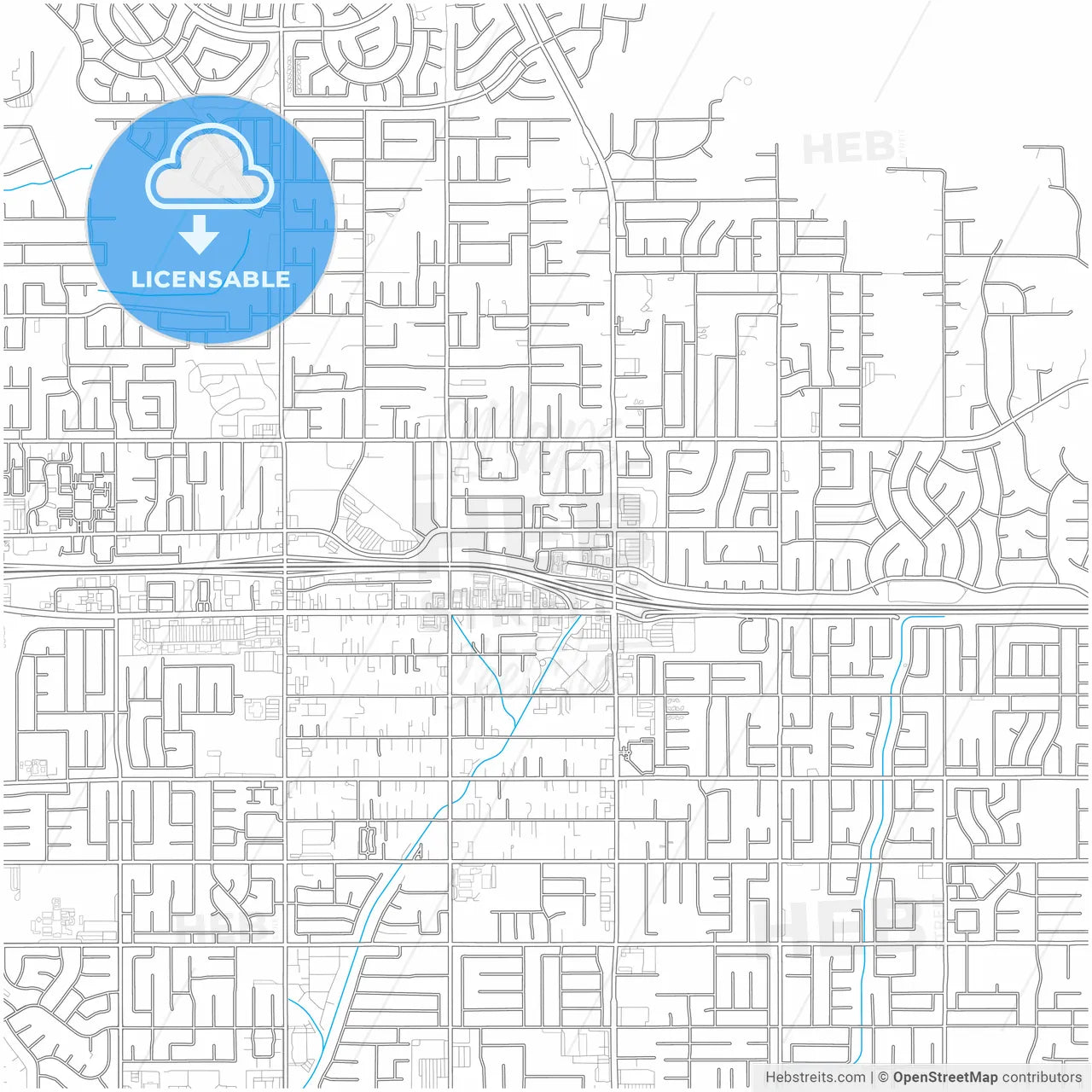 Moreno Valley, California, United States, city map with high resolution roads.