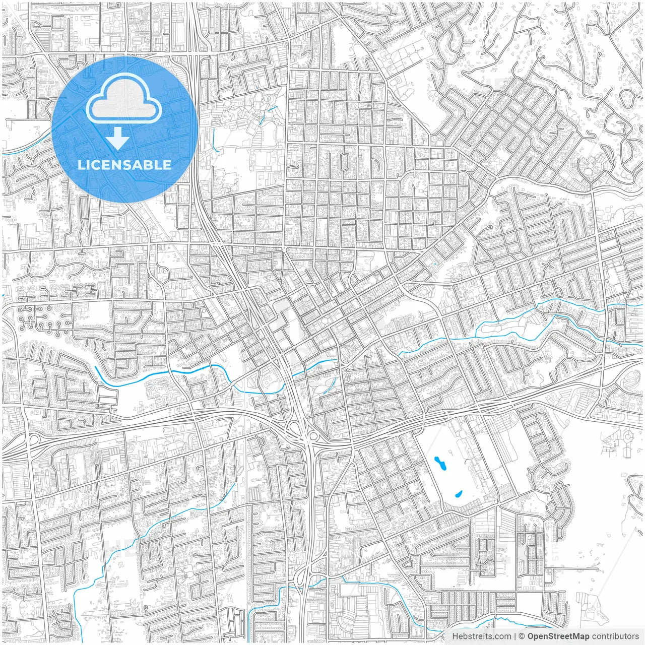 Santa Rosa, California, United States, city map with high resolution roads.