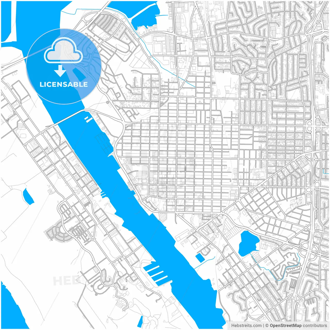 Vallejo, California, United States, city map with high resolution roads.