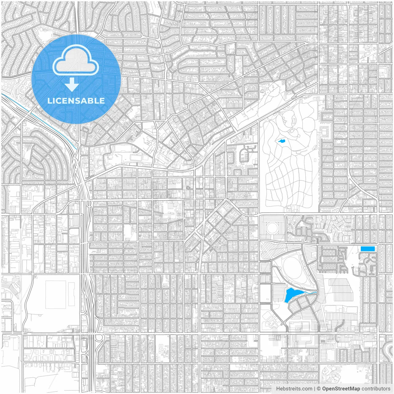 Inglewood, California, United States, city map with high resolution roads.