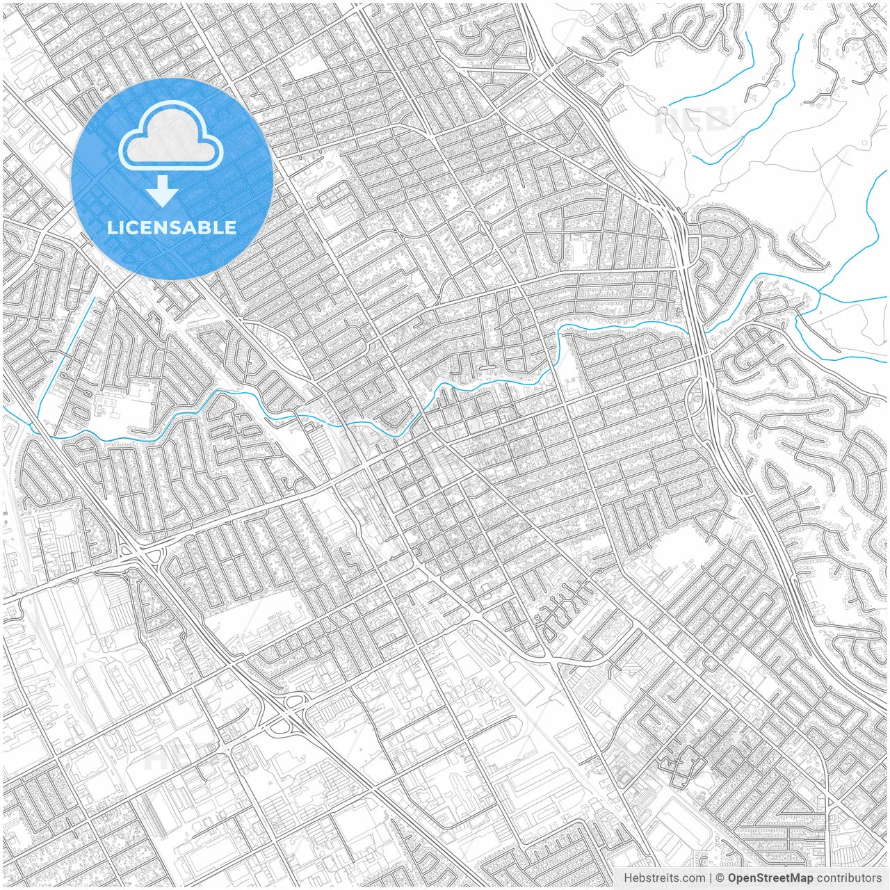San Leandro, California, United States, city map with high resolution roads.