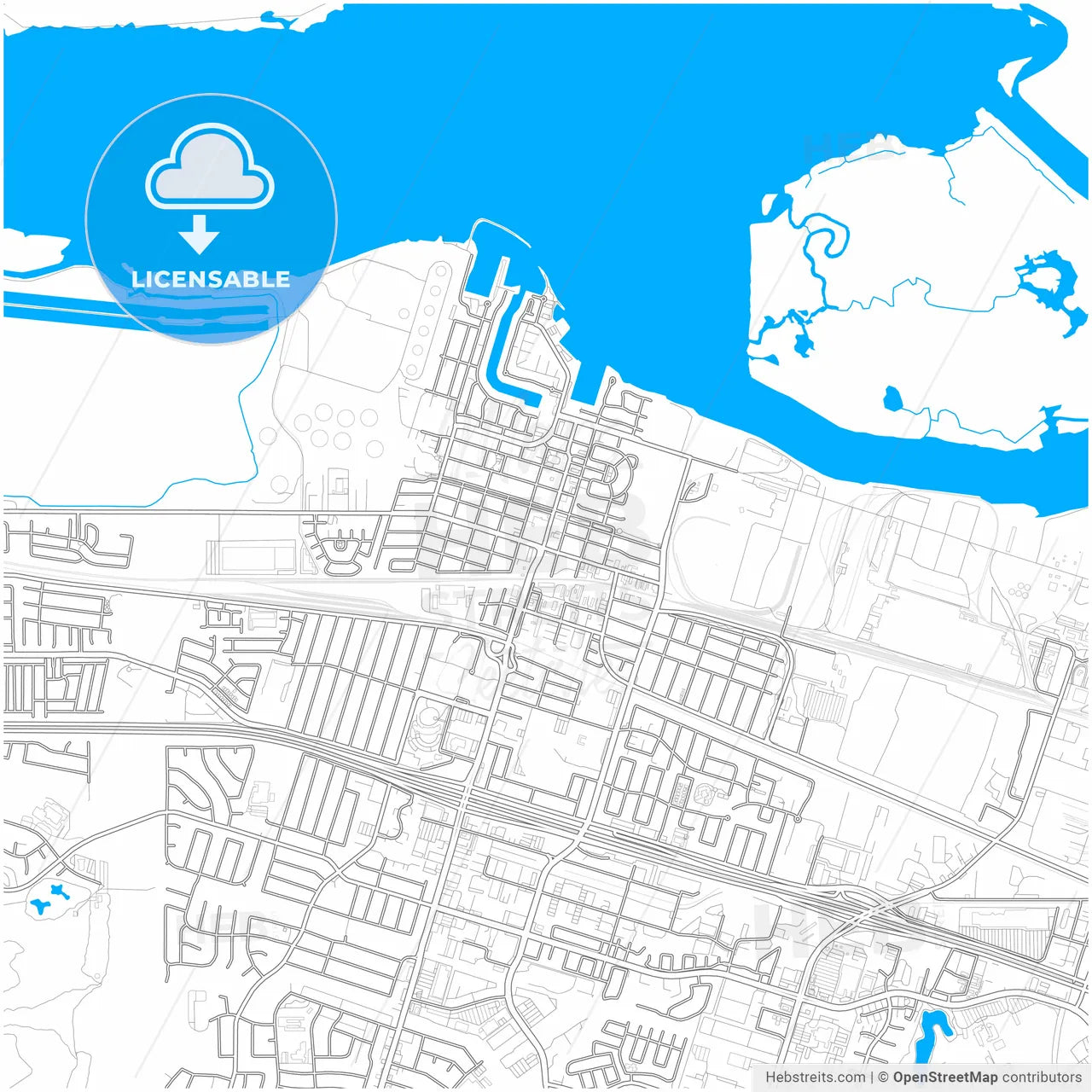 Pittsburg, California, United States, city map with high resolution roads.