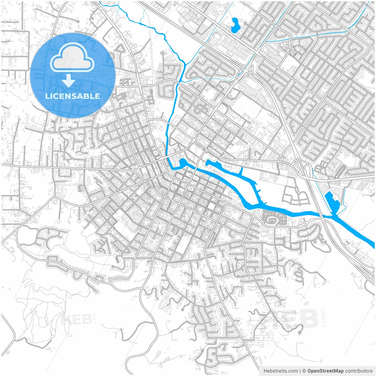 Petaluma, California, United States, city map with high resolution roads.