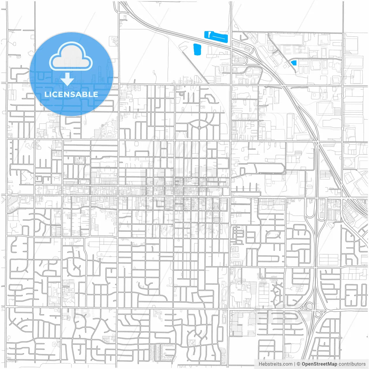 Woodland, California, United States, city map with high resolution roads.
