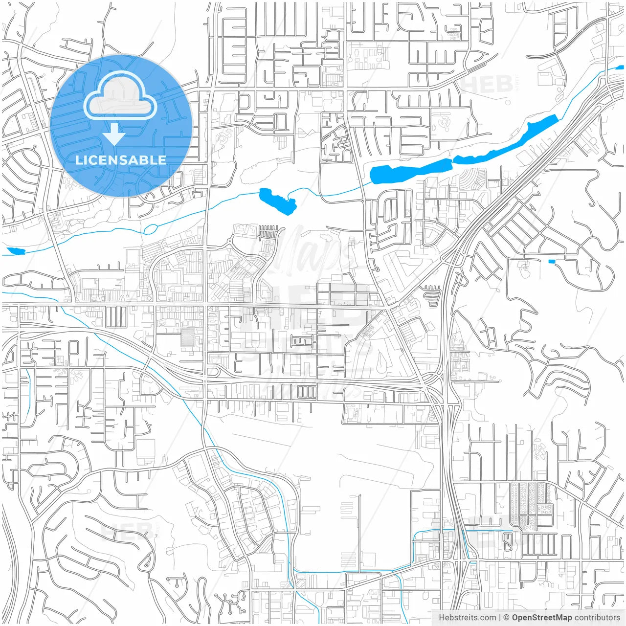 Santee, California, United States, city map with high resolution roads.