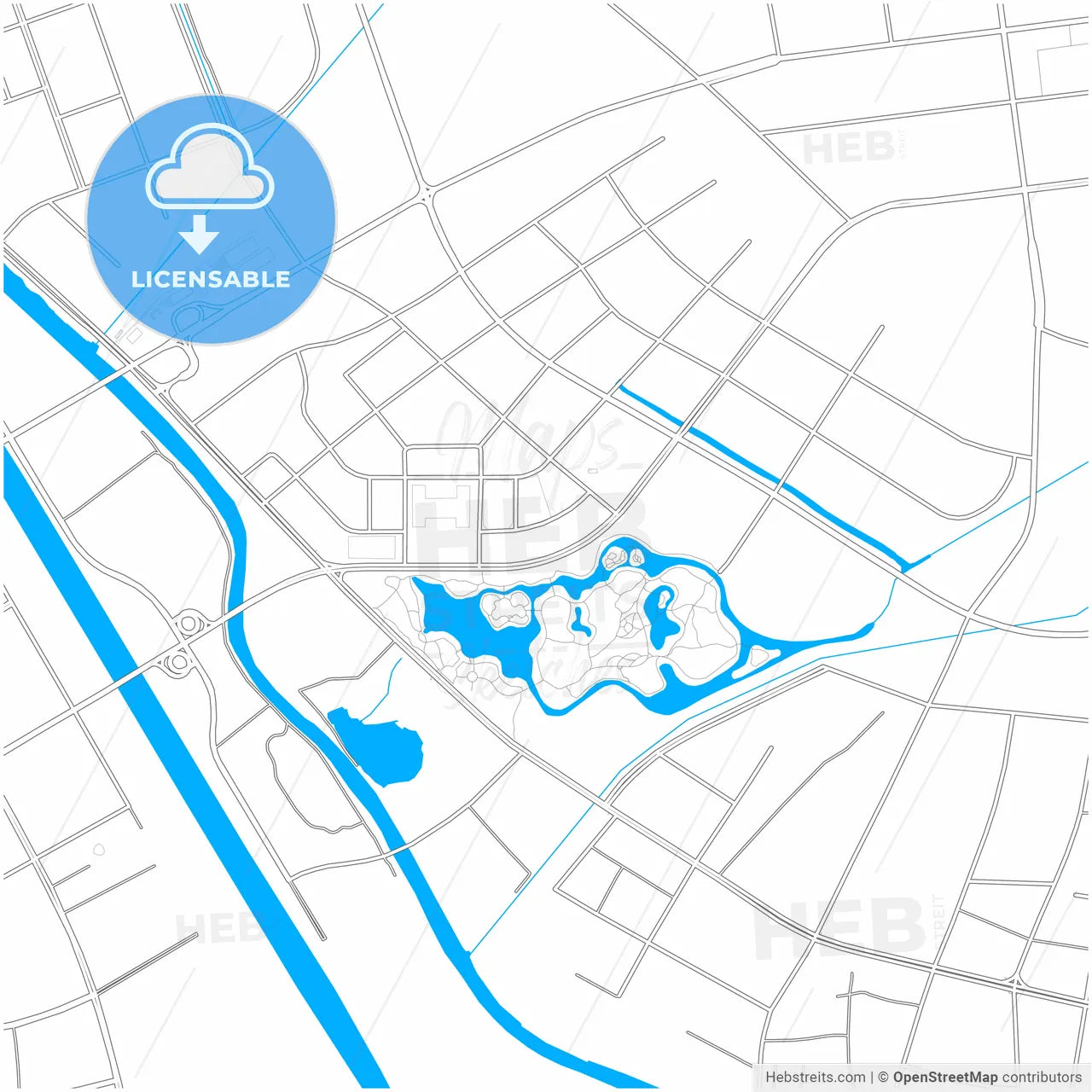 Huai an, Jiangsu, China, city map with high resolution roads.