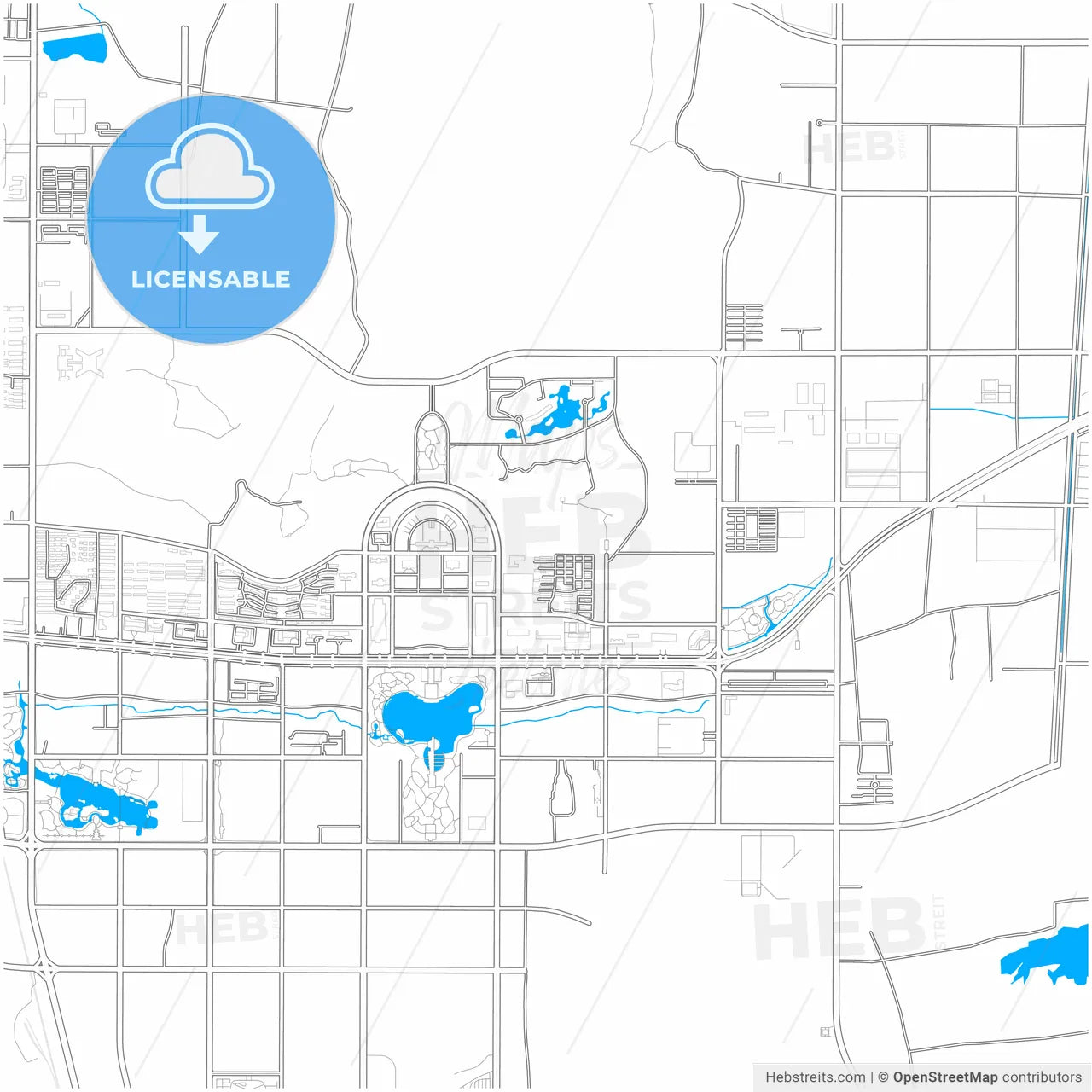 Zaozhuang, Shandong, China, city map with high resolution roads.