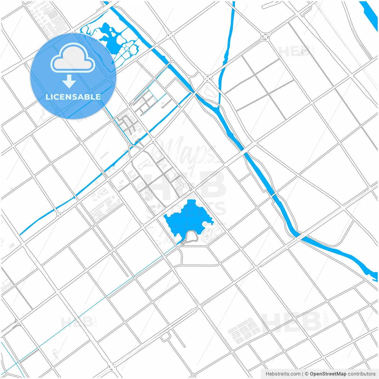 Yancheng, Jiangsu, China, city map with high resolution roads.
