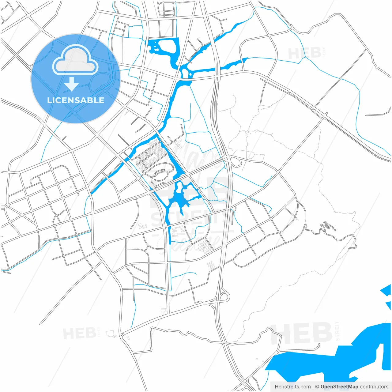 Wenling, Zhejiang, China, city map with high resolution roads.