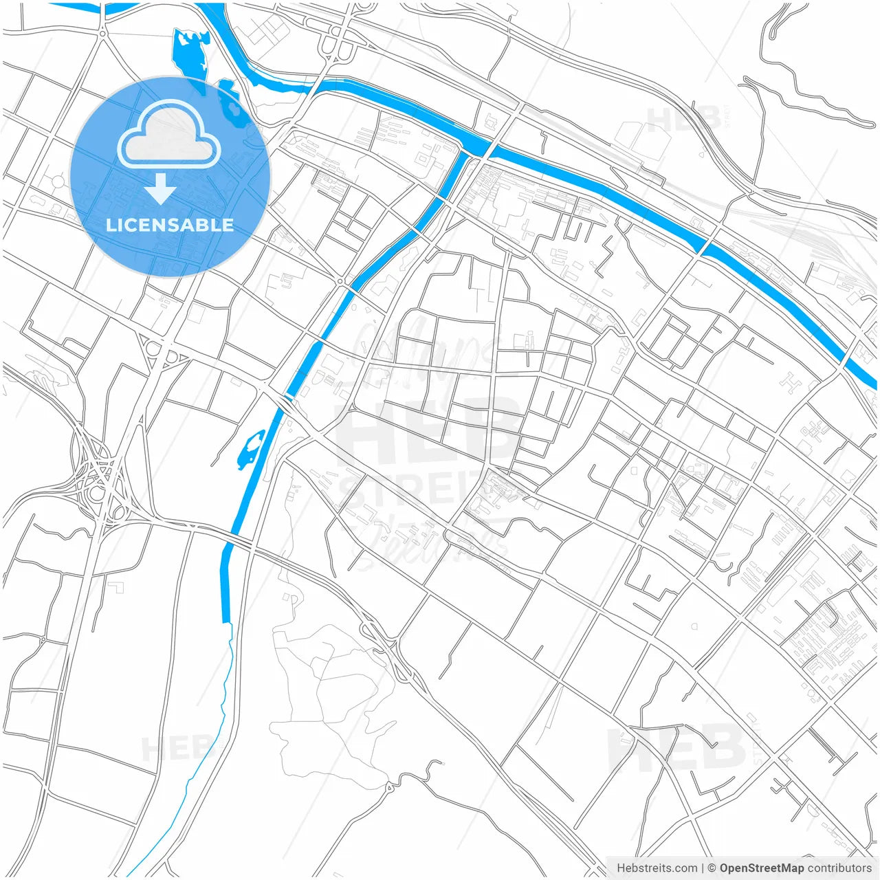 Xining, Qinghai, China, city map with high resolution roads.