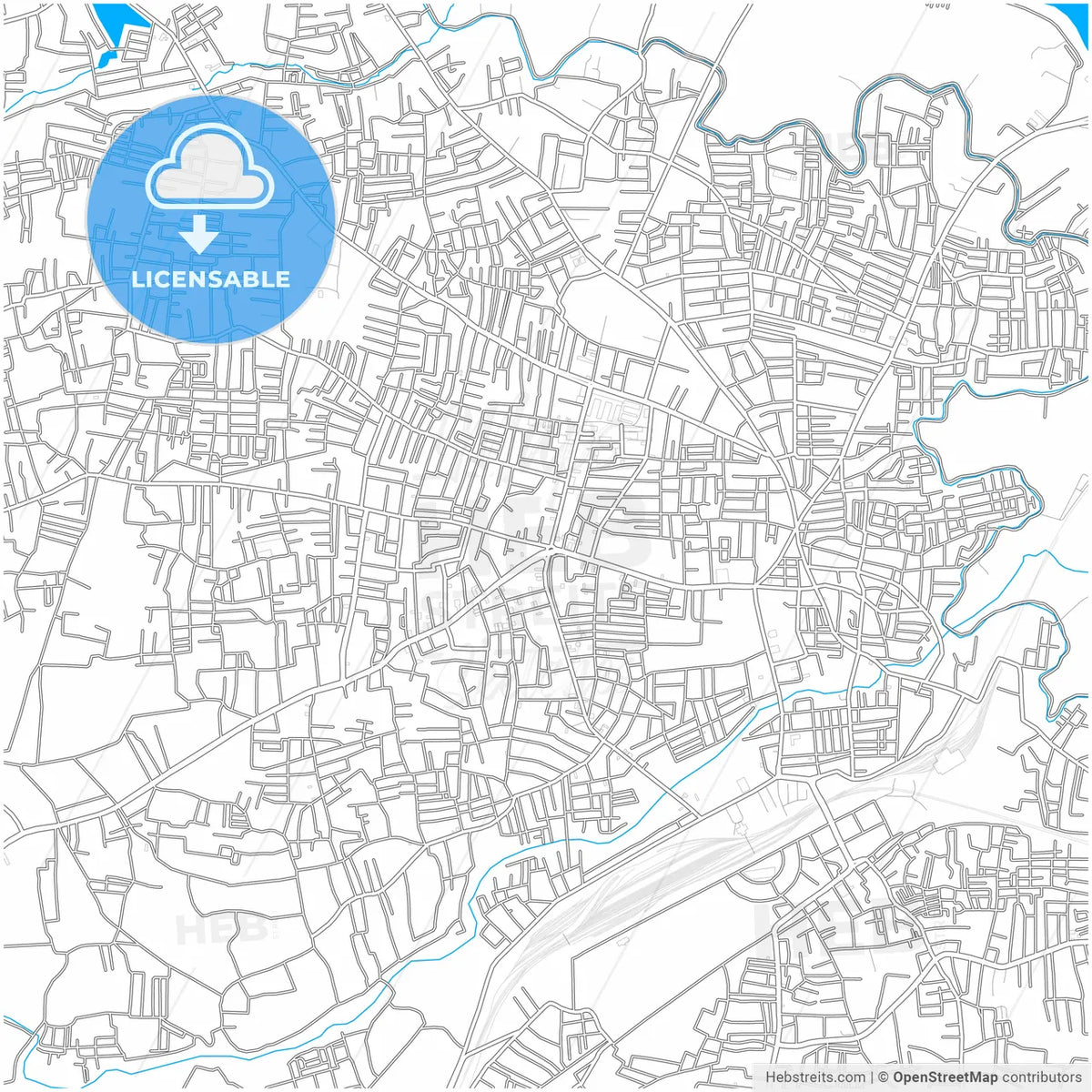 Erode, Tamil Nadu, India, city map with high resolution roads.