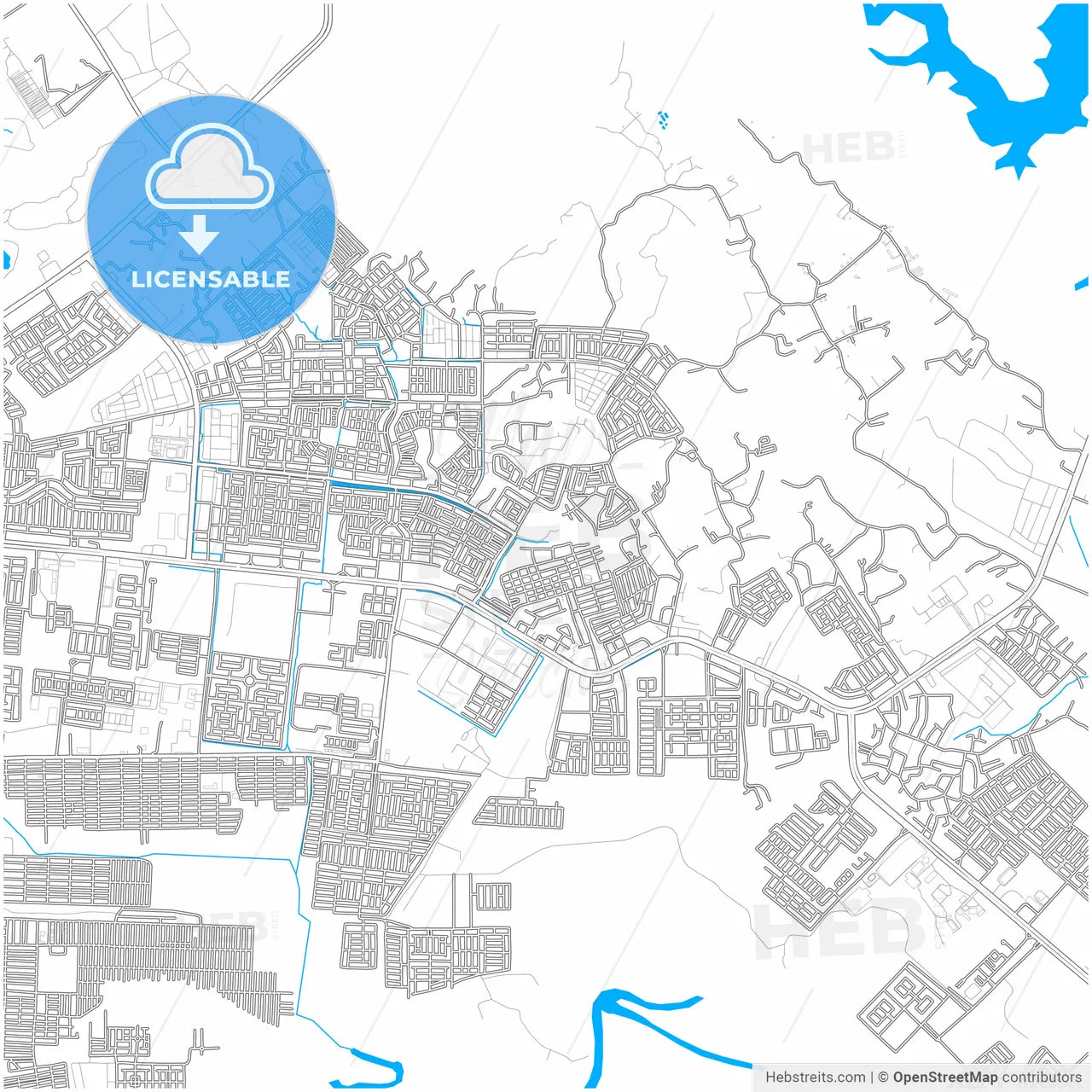 Batam, Kepulauan Riau, Indonesia, city map with high resolution roads.