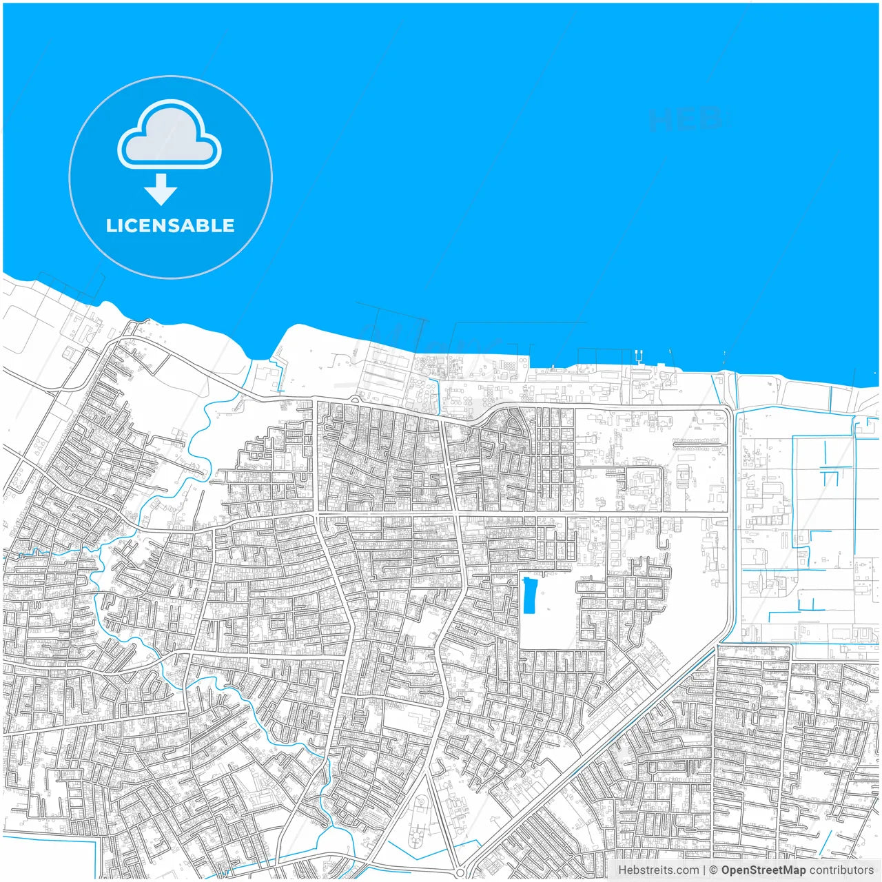 Dumai, Riau, Indonesia, city map with high resolution roads.