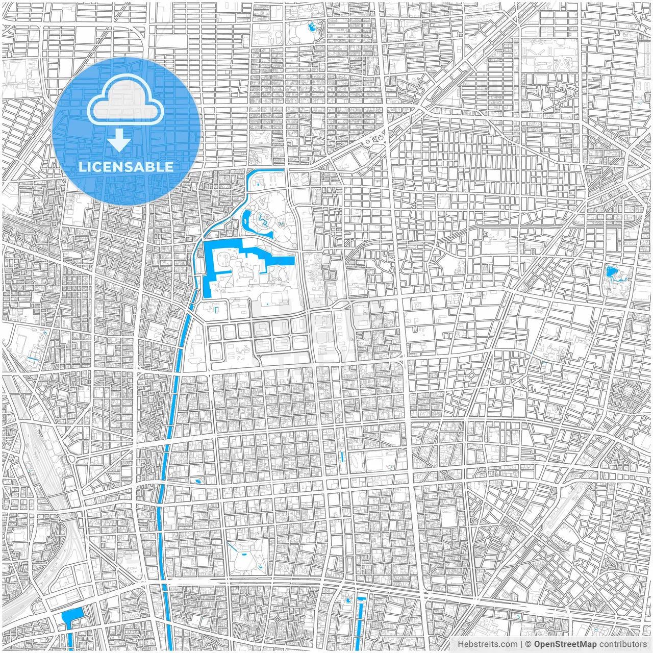 Nagoya, Aichi, Japan, city map with high resolution roads.