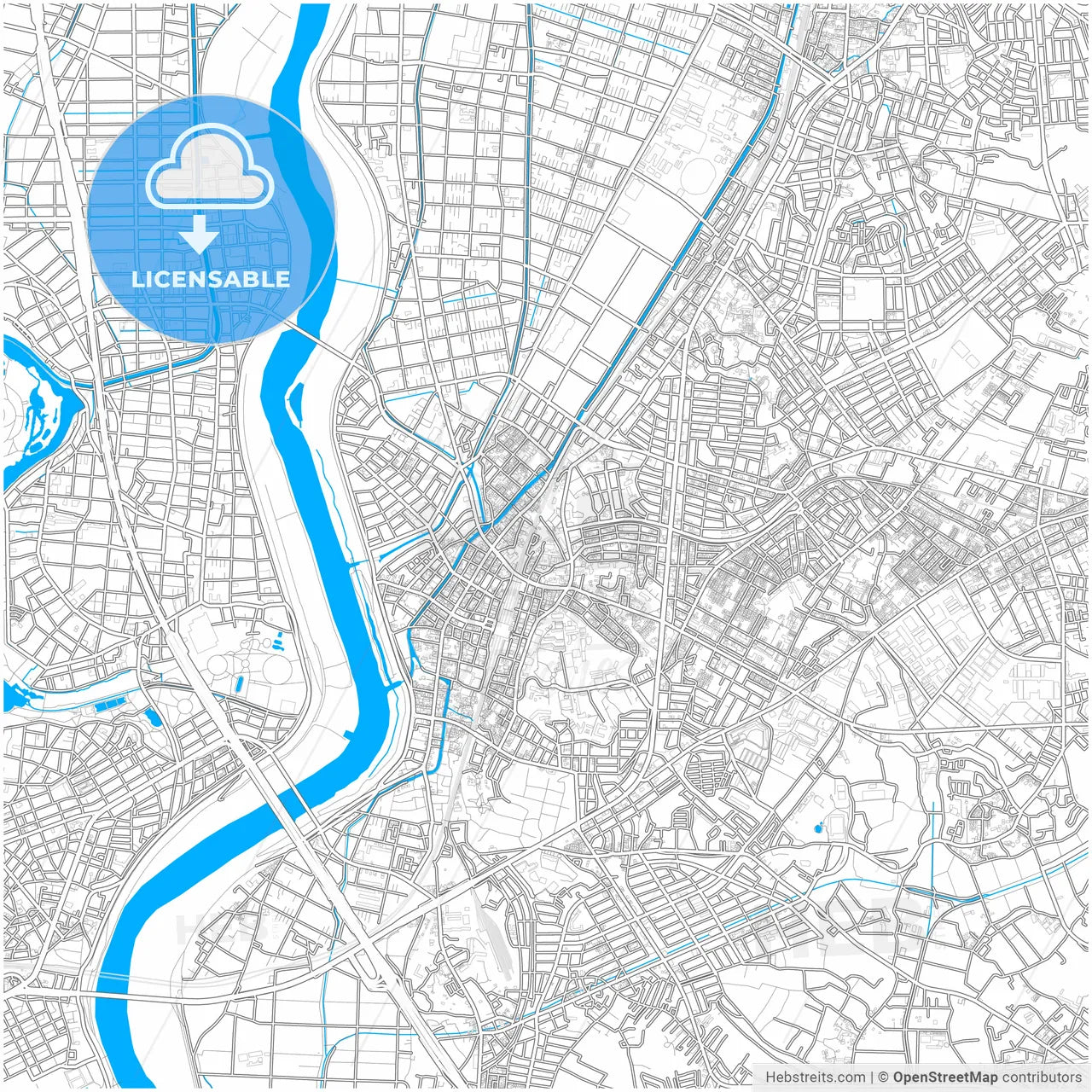 Matsudo, Chiba, Japan, city map with high resolution roads.