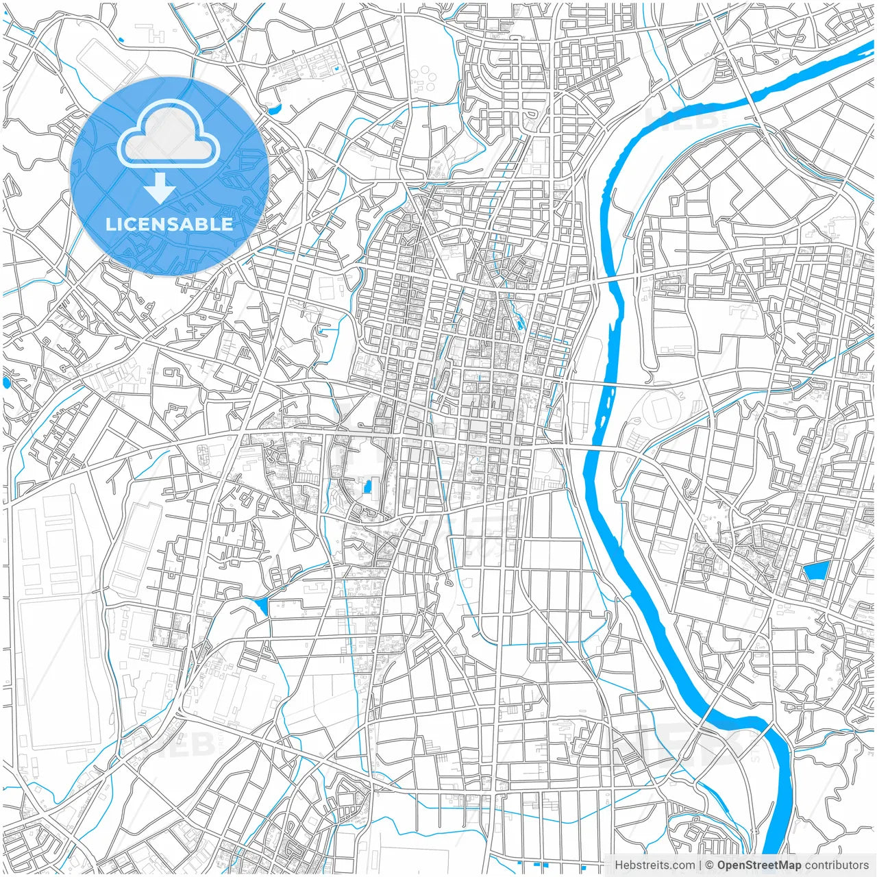 Toyota, Aichi, Japan, city map with high resolution roads.