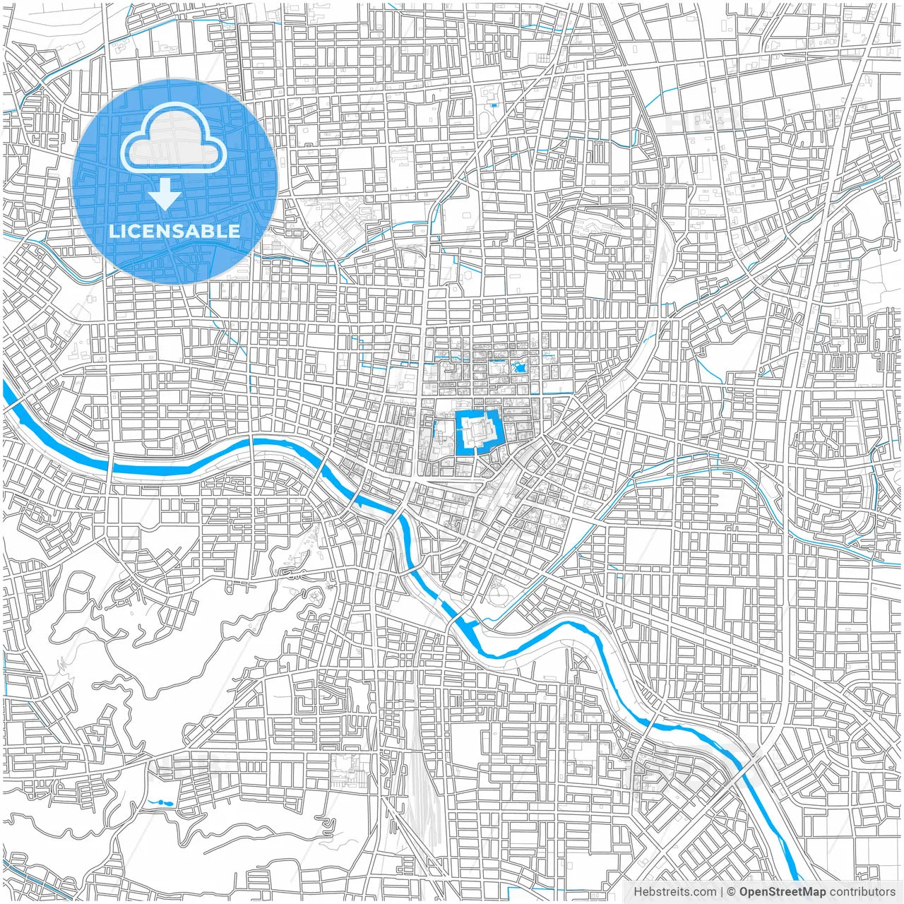 Fukui, Fukui, Japan, city map with high resolution roads.
