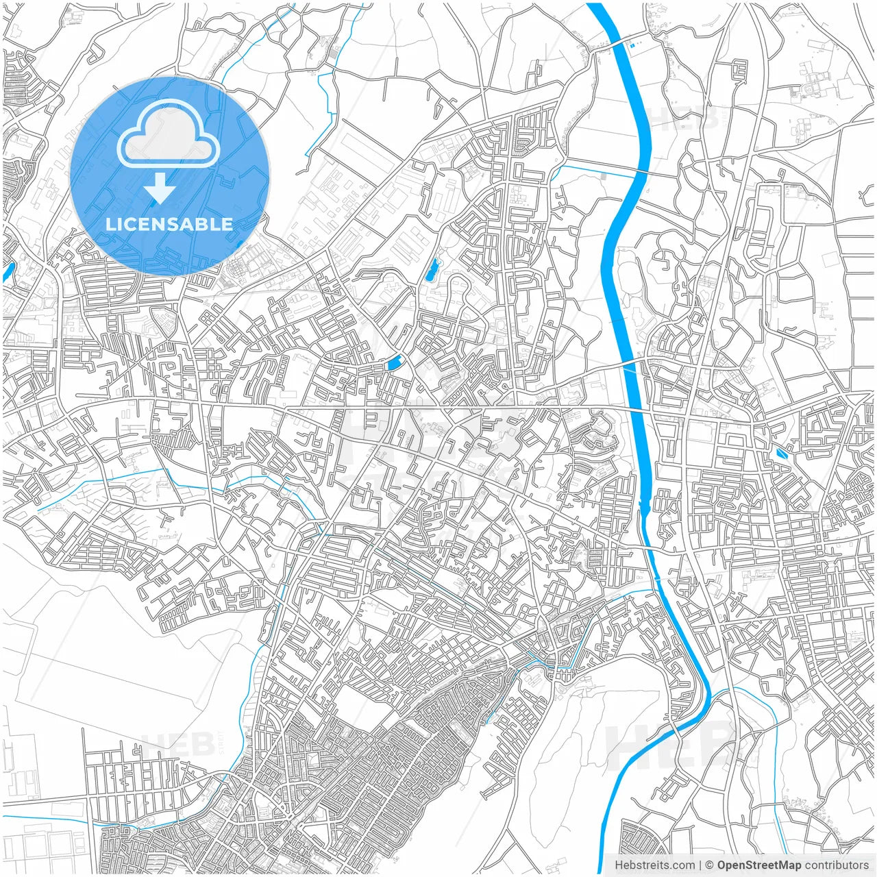 Yachiyo, Chiba, Japan, city map with high resolution roads.