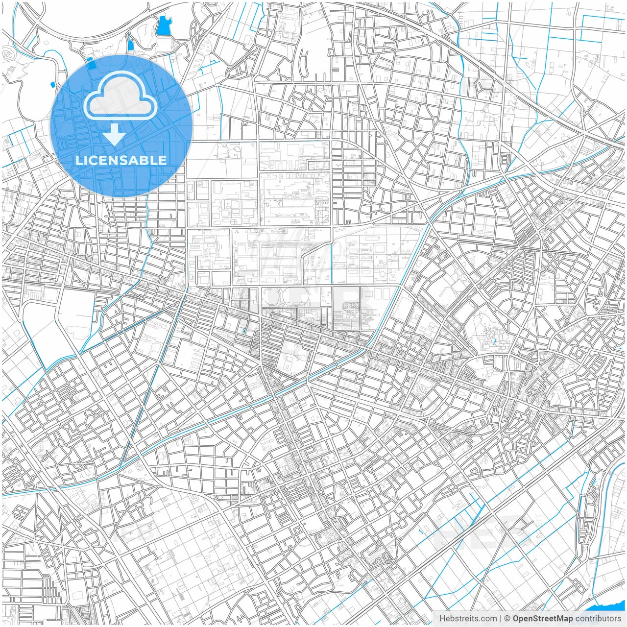 Toyokawa, Aichi, Japan, city map with high resolution roads.