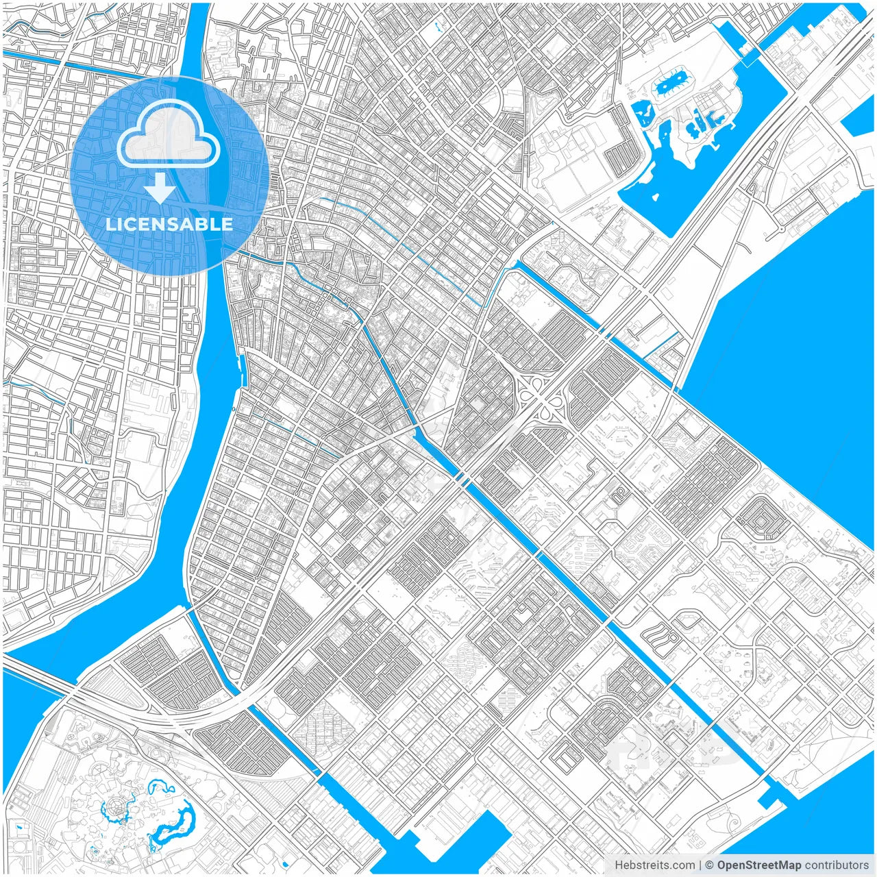 Urayasu, Chiba, Japan, city map with high resolution roads.