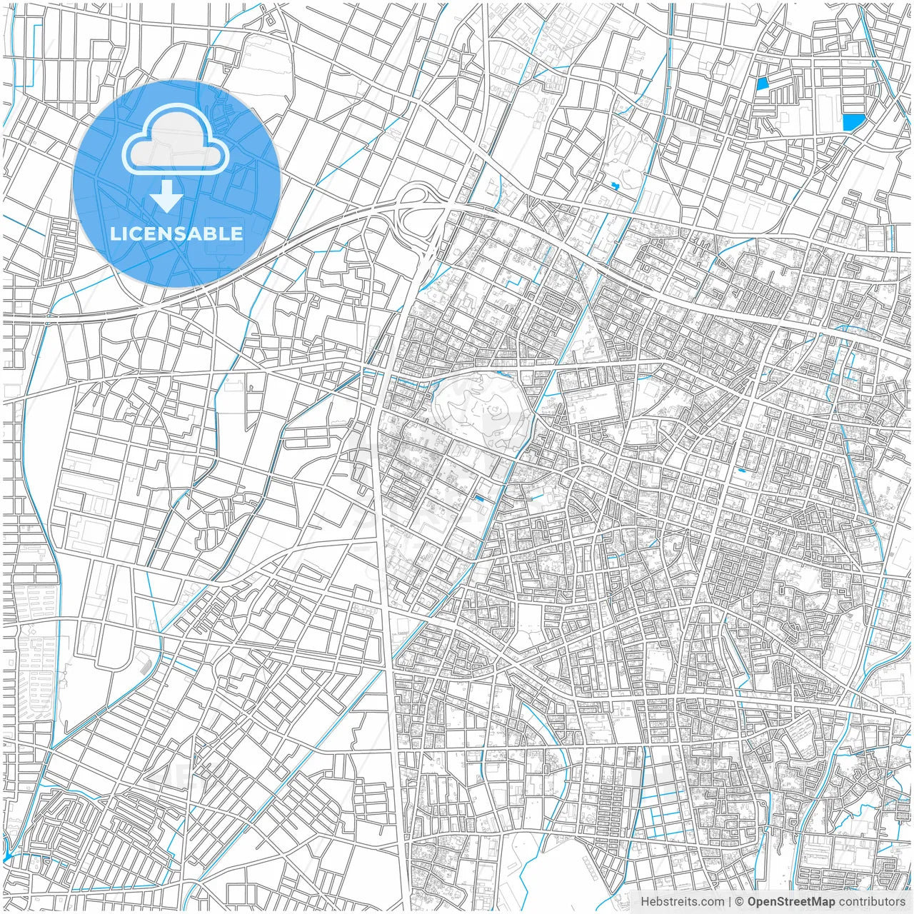 Komaki, Aichi, Japan, city map with high resolution roads.