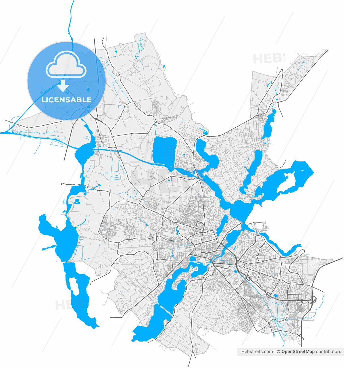 Potsdam, Brandenburg, Germany, high resolution vector map - Instant download PDF and JPG
