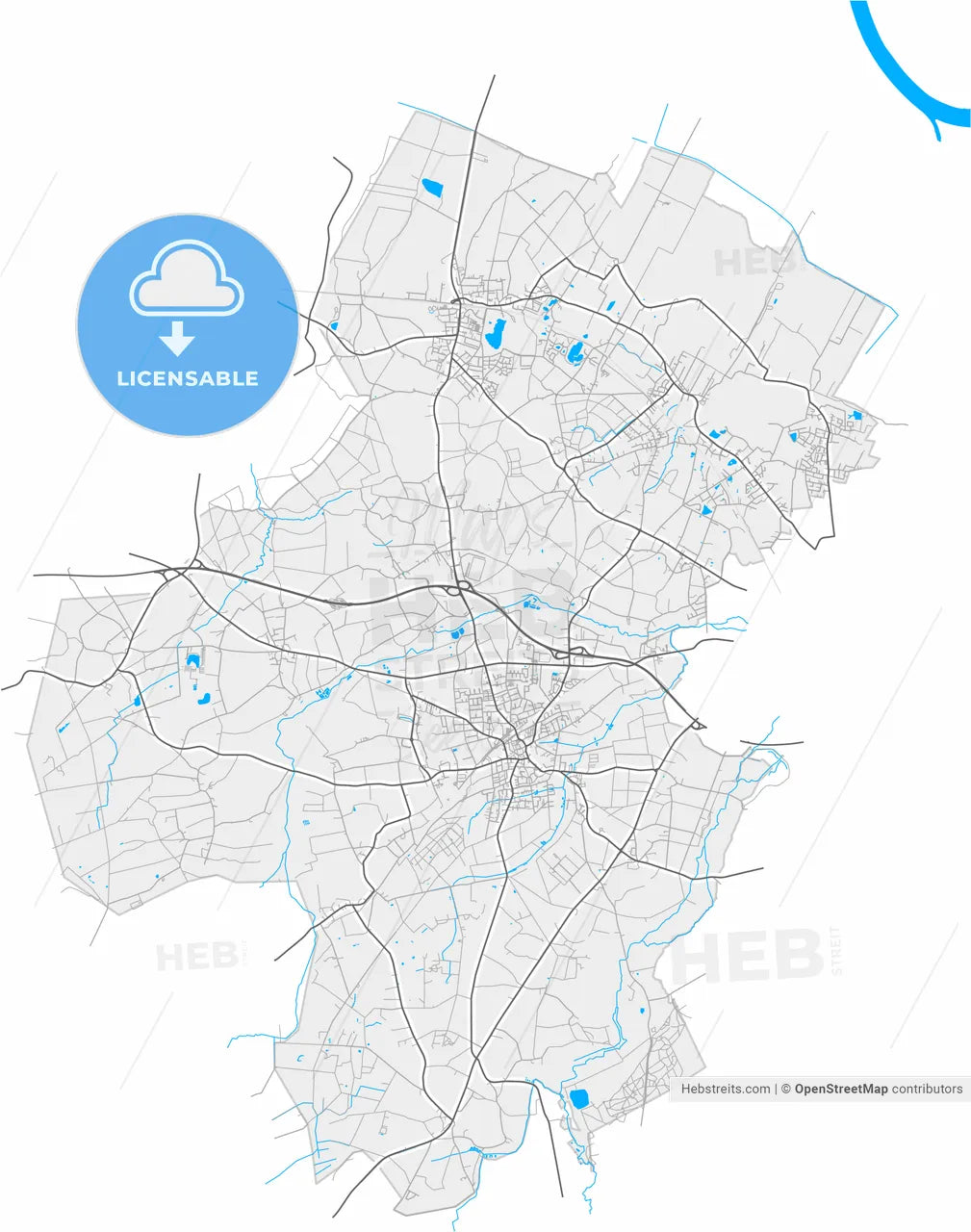 Ganderkesee, Lower Saxony, Germany, high resolution vector map - Instant download PDF and JPG