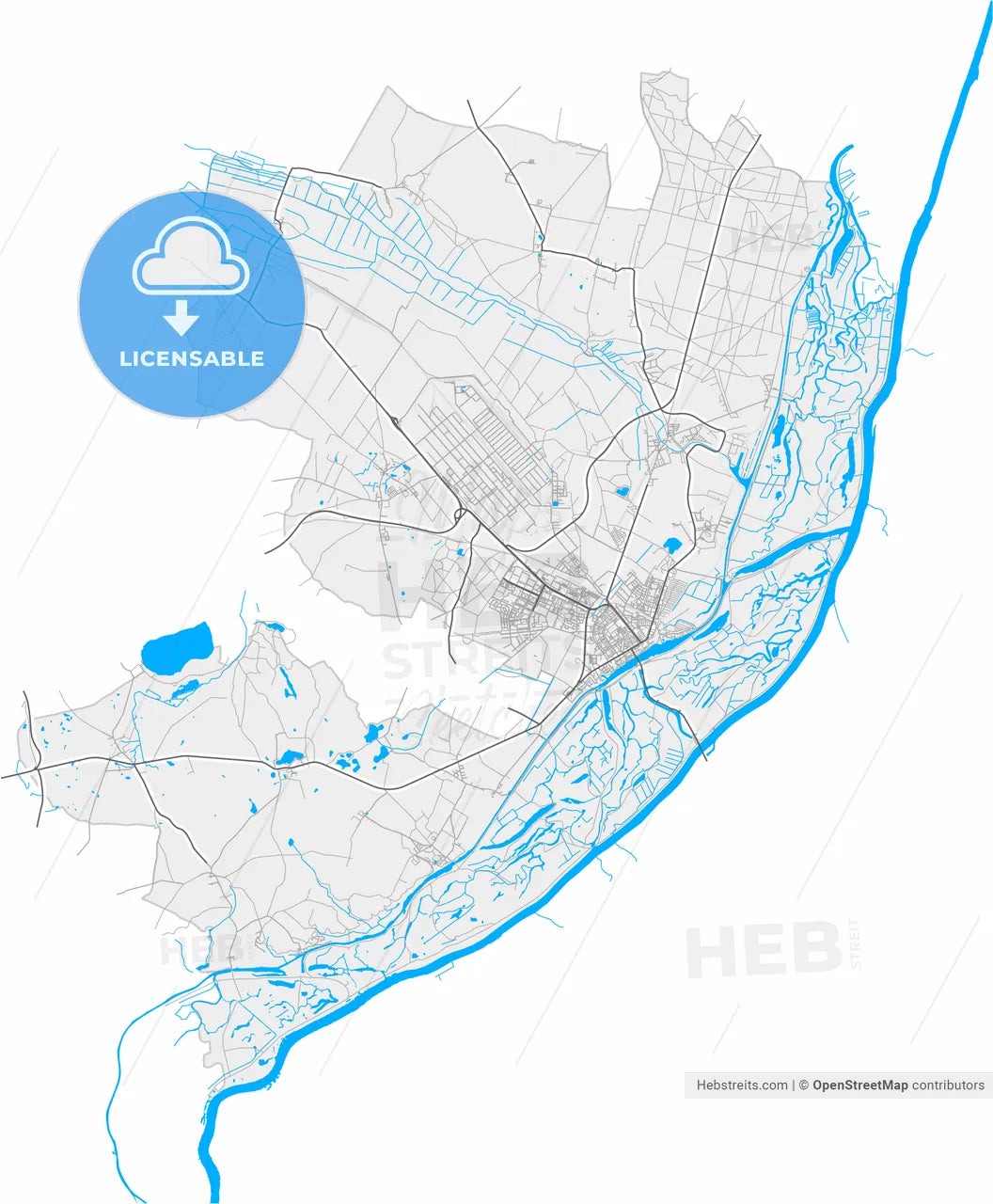 Schwedt/Oder, Brandenburg, Germany, high resolution vector map - Instant download PDF and JPG