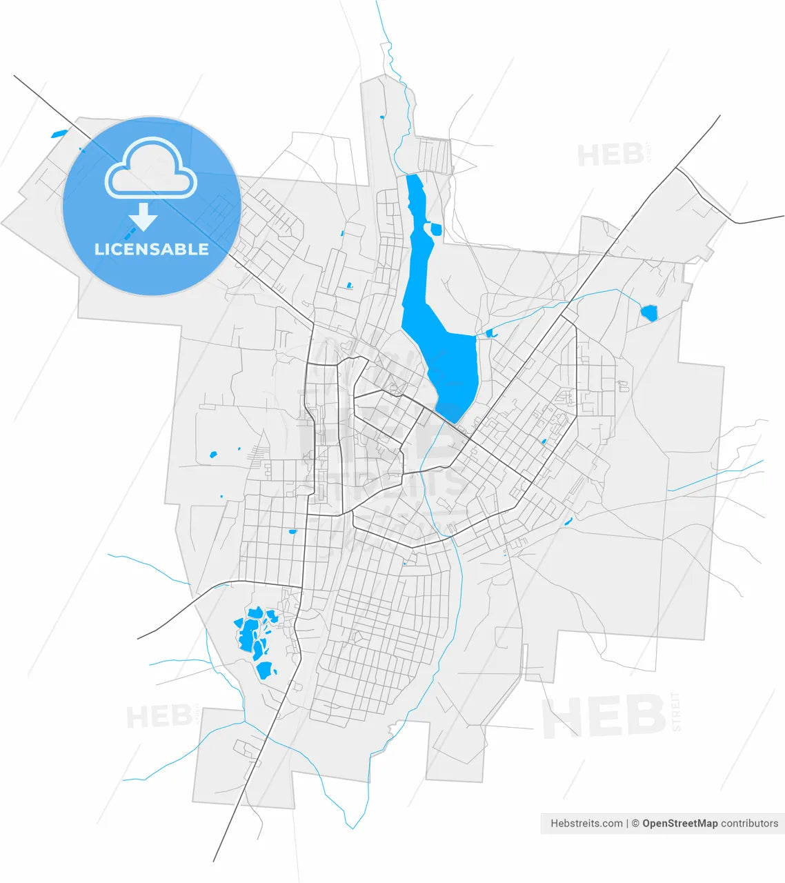 Gus-Khrustalny, Vladimir Oblast, Russia, high resolution vector map - Instant download PDF and JPG