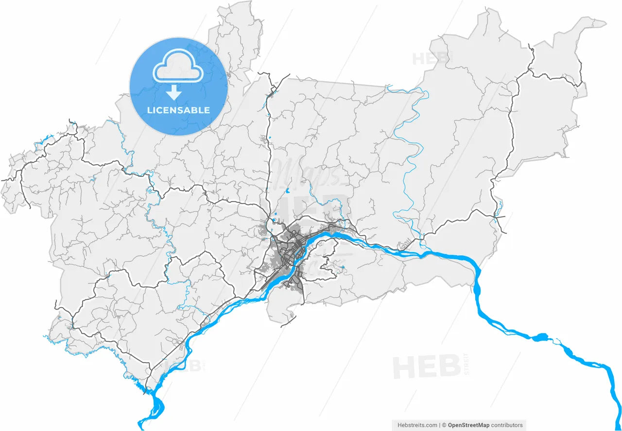 Governador Valadares, Brazil, high resolution vector map - Instant download PDF and JPG