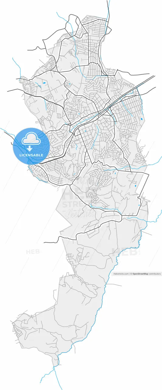 Ferraz de Vasconcelos, Brazil, high resolution vector map - Instant download PDF and JPG