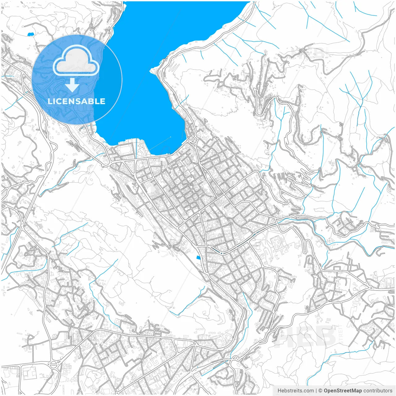 Como, Lombardy, Italy, city map with high resolution roads.