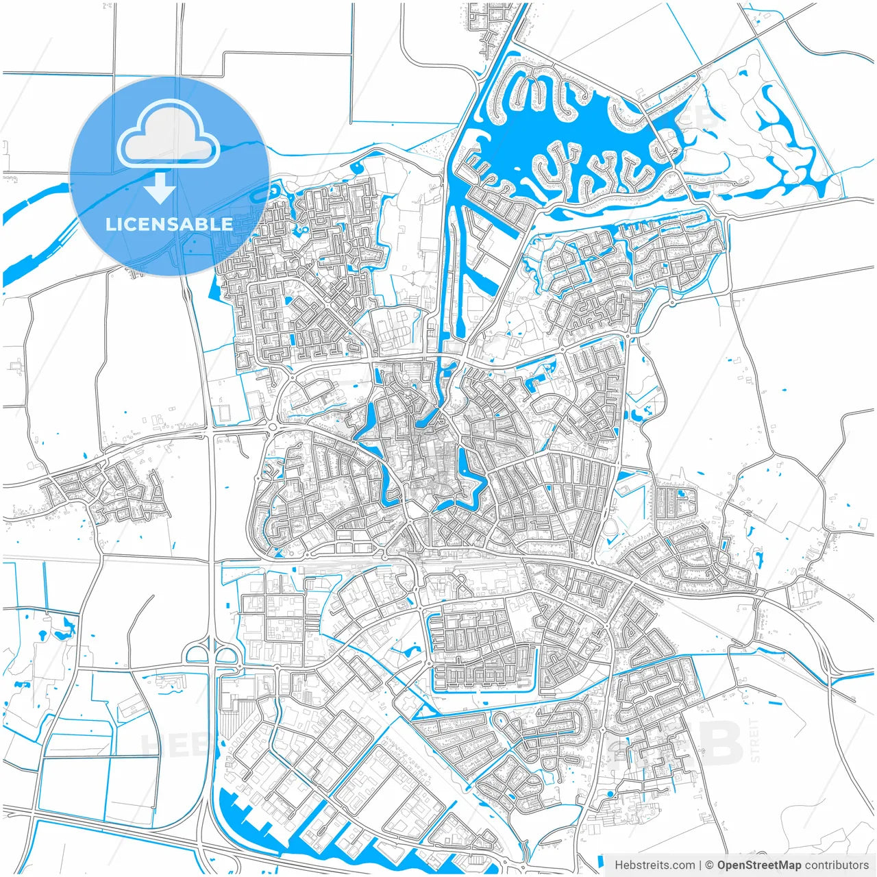 Goes, Zeeland, Netherlands, city map with high resolution roads.