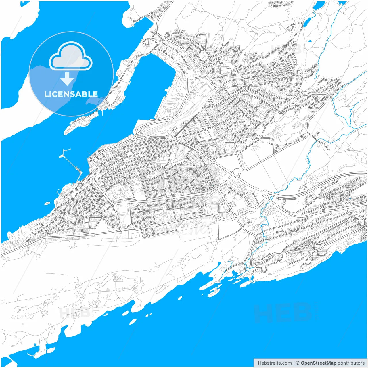 Bodø, Nordland, Norway, city map with high resolution roads.
