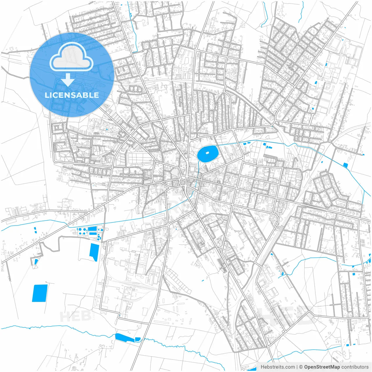 Zgierz, Łódź, Poland, city map with high resolution roads.