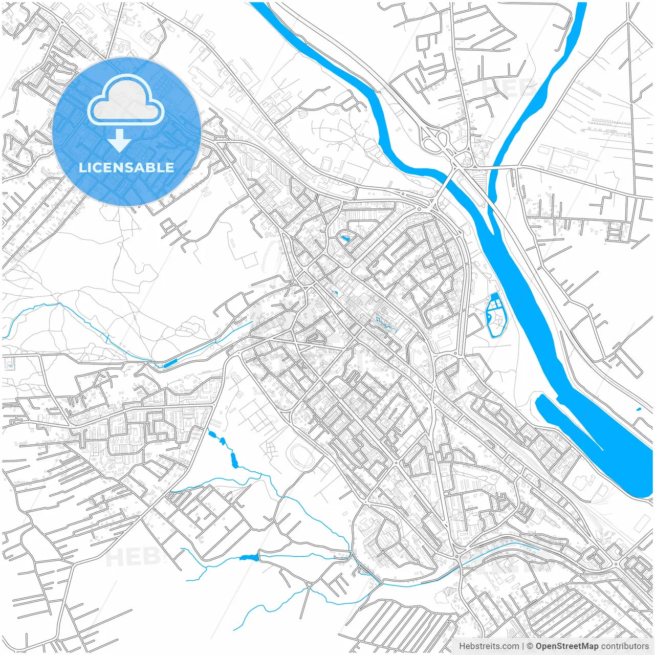 Pitești, Argeș, Romania, city map with high resolution roads.