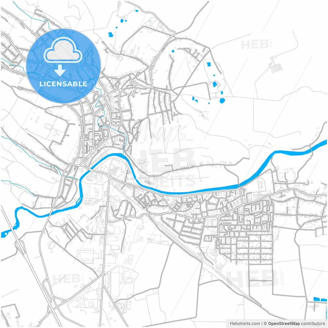 Turda, Cluj, Romania, city map with high resolution roads.