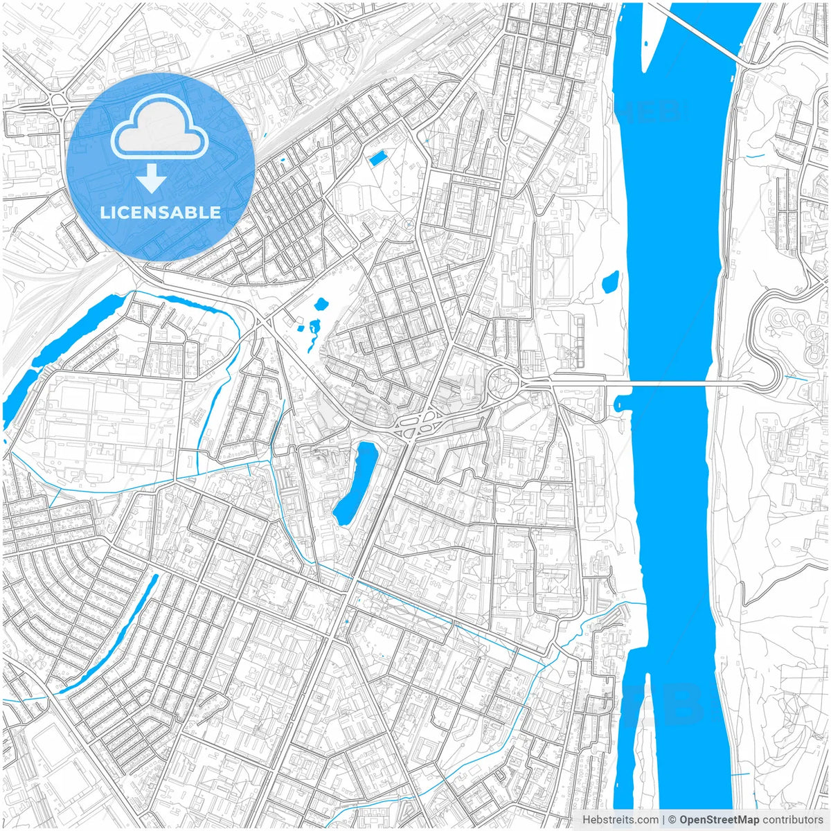 Nizhny Novgorod, Nizhny Novgorod Oblast, Russia, city map with high resolution roads.