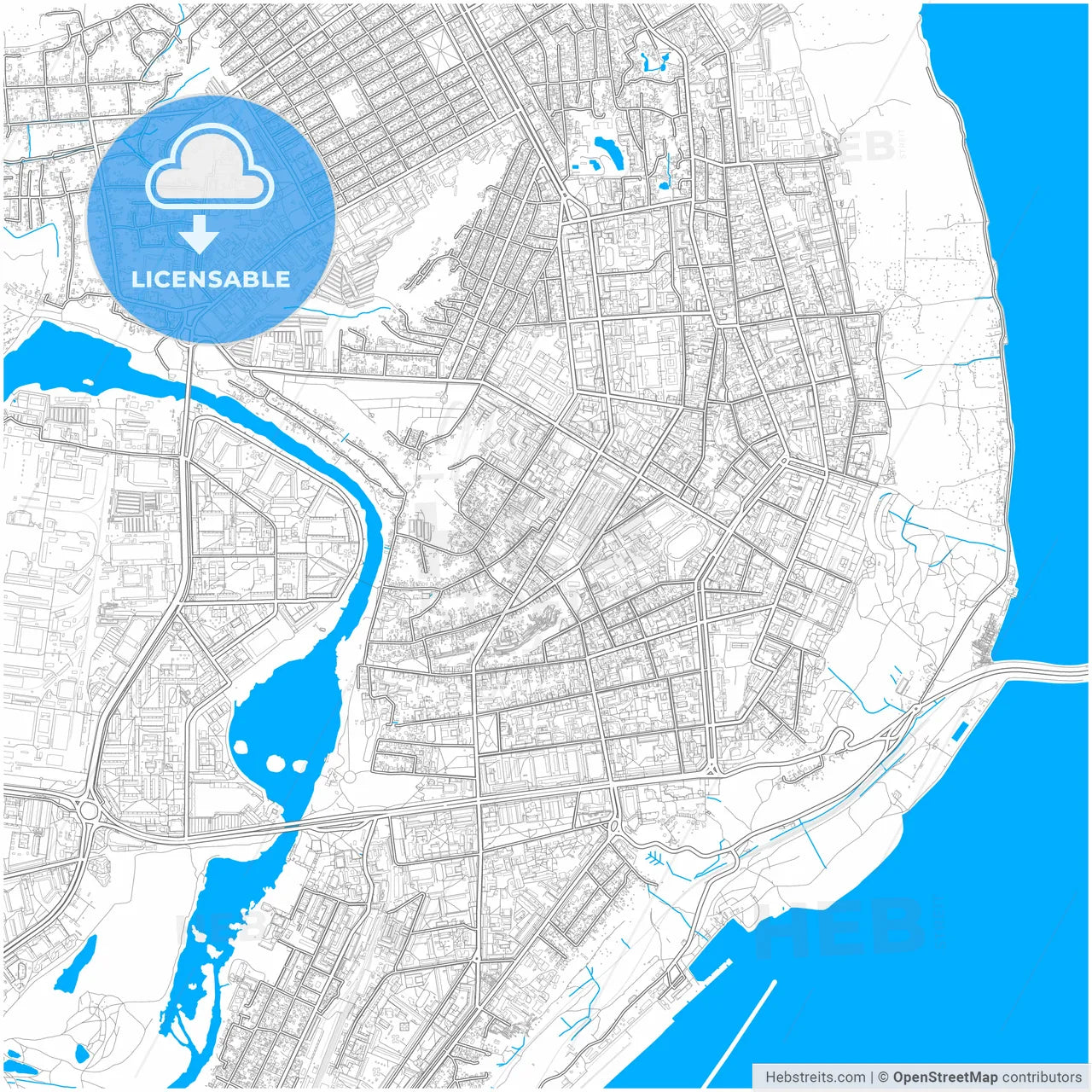 Ulyanovsk, Ulyanovsk Oblast, Russia, city map with high resolution roads.