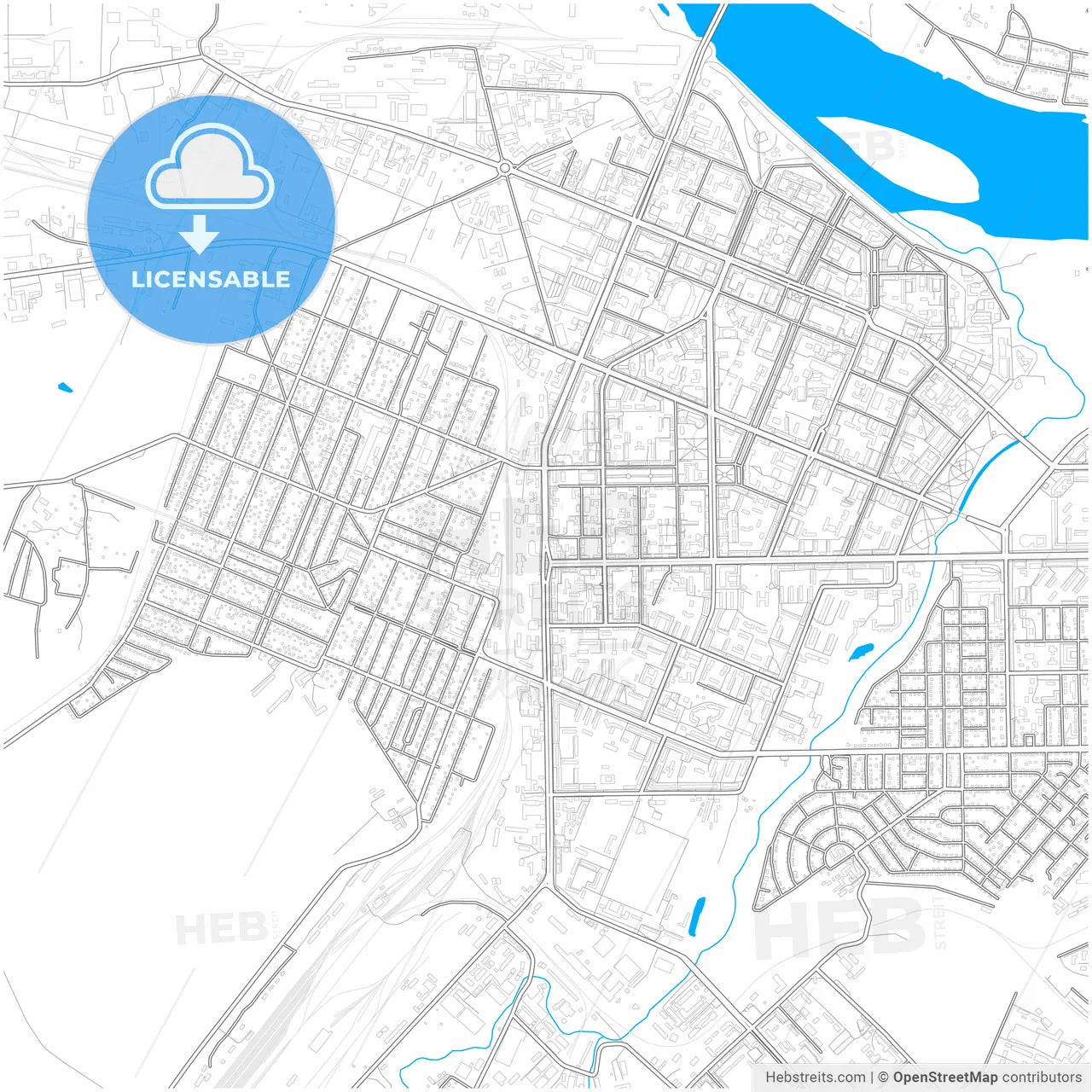 Kemerovo, Kemerovo Oblast, Russia, city map with high resolution roads.