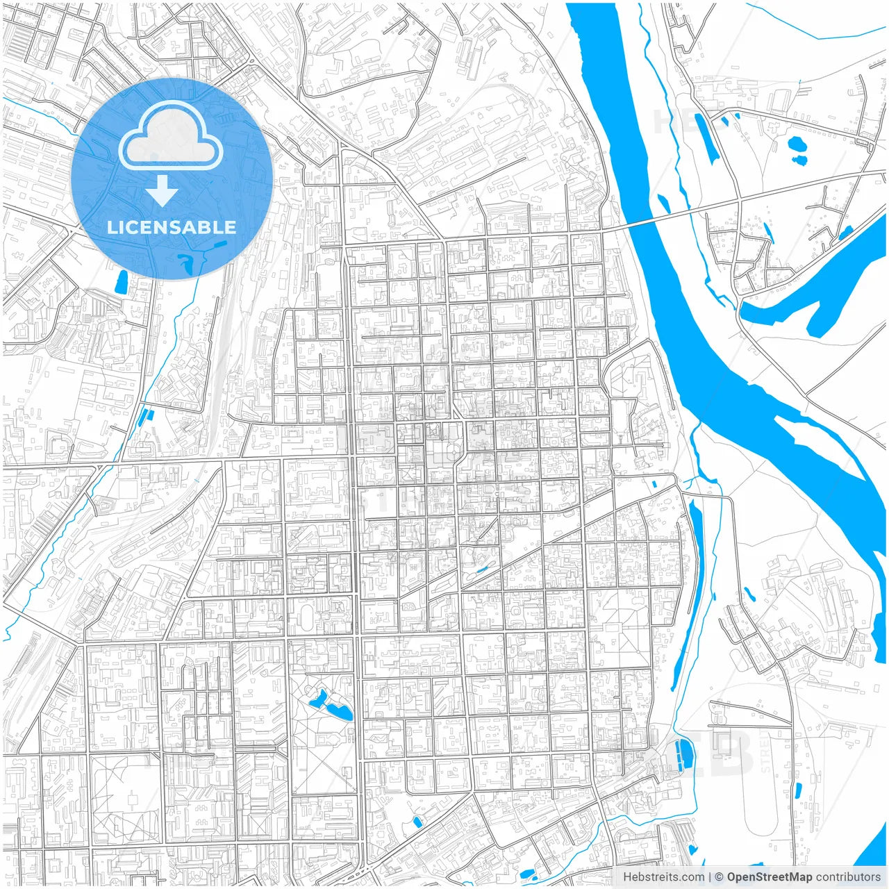 Kirov, Kirov Oblast, Russia, city map with high resolution roads.