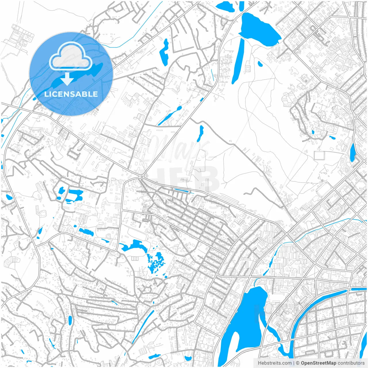 Yakutsk, Sakha , Russia, city map with high resolution roads.