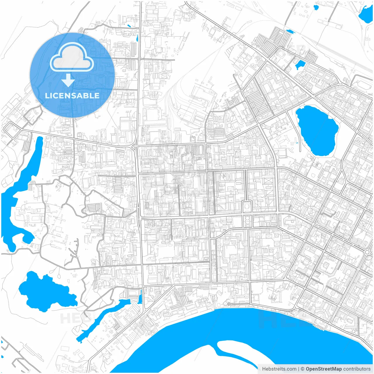 Nizhnevartovsk, Khanty-Mansi Autonomous Okrug-Yugra, Russia, city map with high resolution roads.