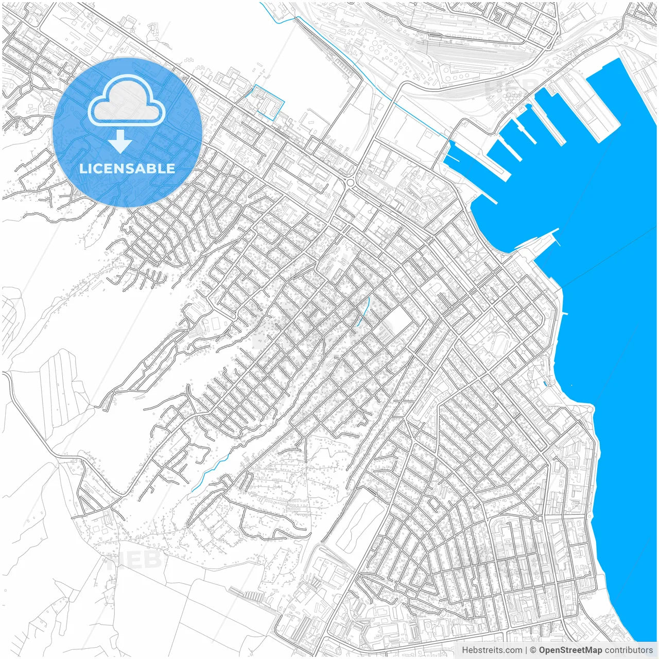 Novorossiysk, Krasnodar Krai, Russia, city map with high resolution roads.