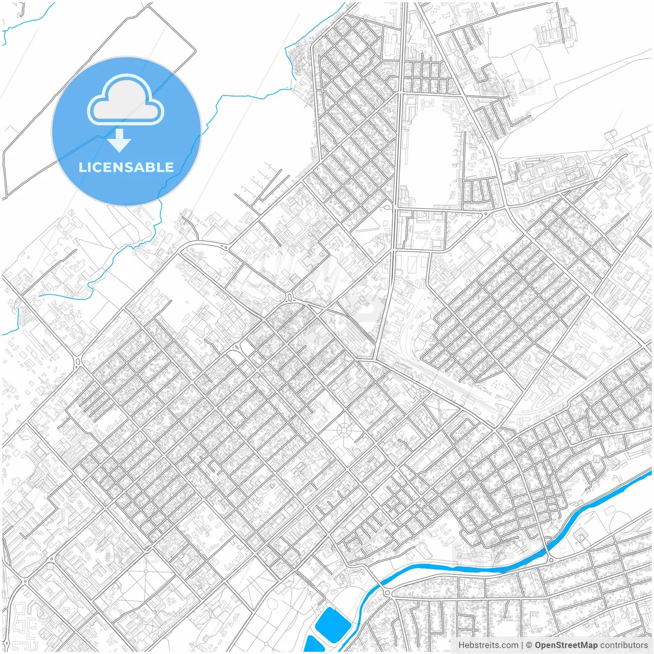 Nalchik, Kabardino-Balkar Republic, Russia, city map with high resolution roads.