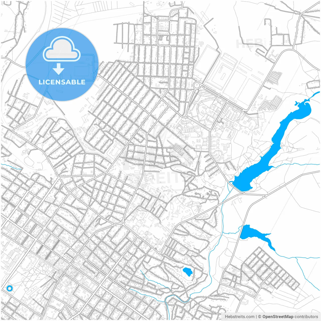 Shakhty, Rostov Oblast, Russia, city map with high resolution roads.