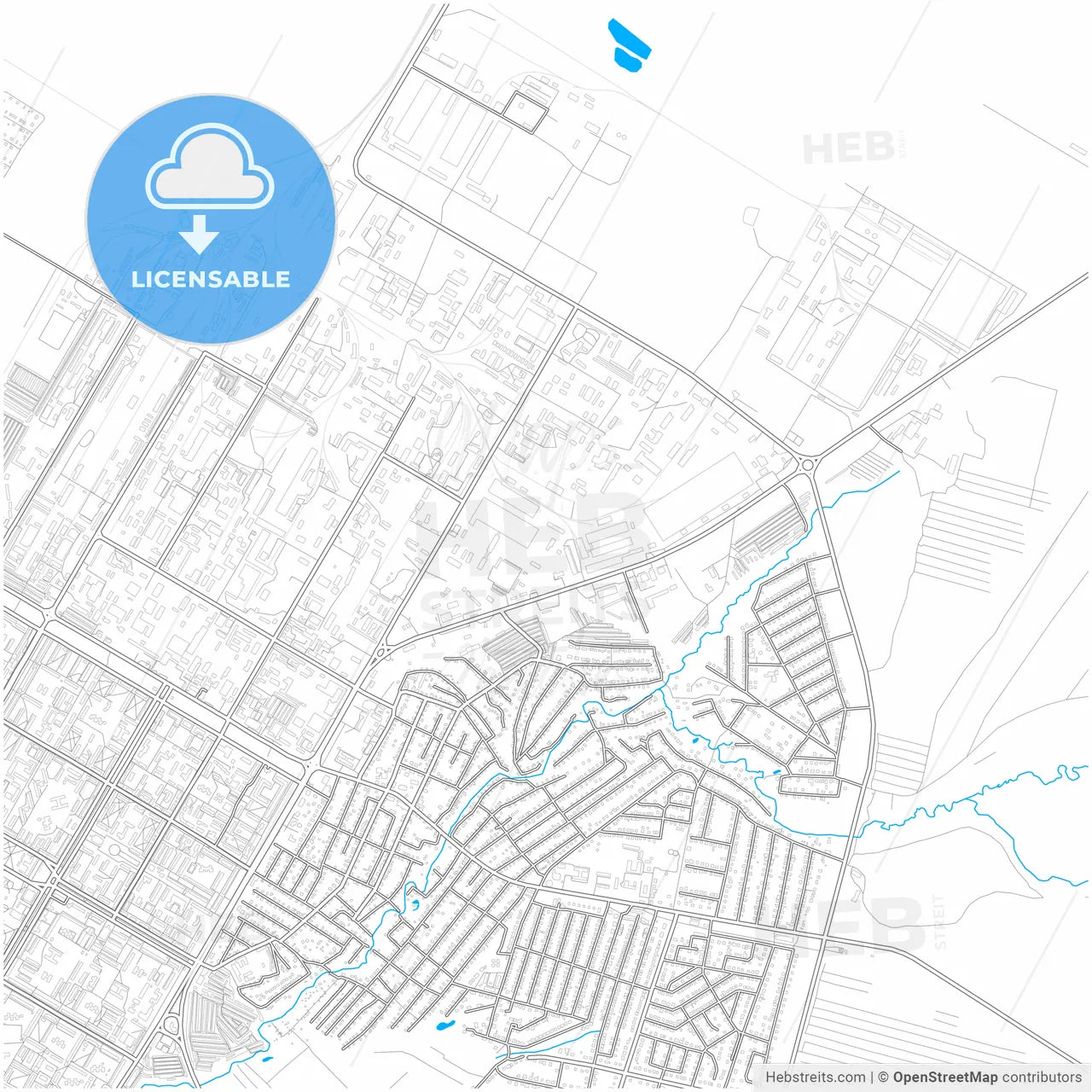 Neftekamsk, Republic of Bashkortostan, Russia, city map with high resolution roads.