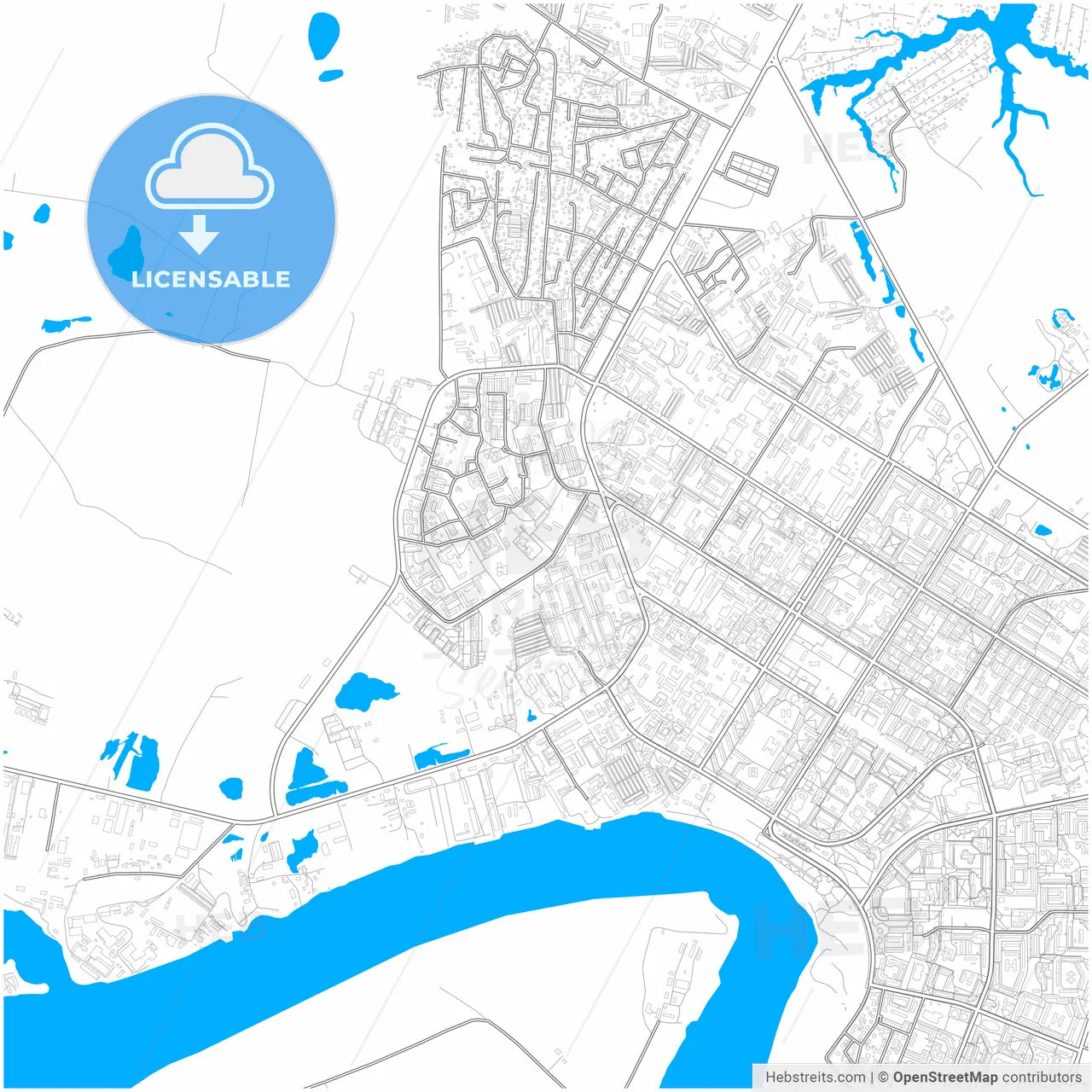 Nefteyugansk, Khanty-Mansi Autonomous Okrug-Yugra, Russia, city map with high resolution roads.